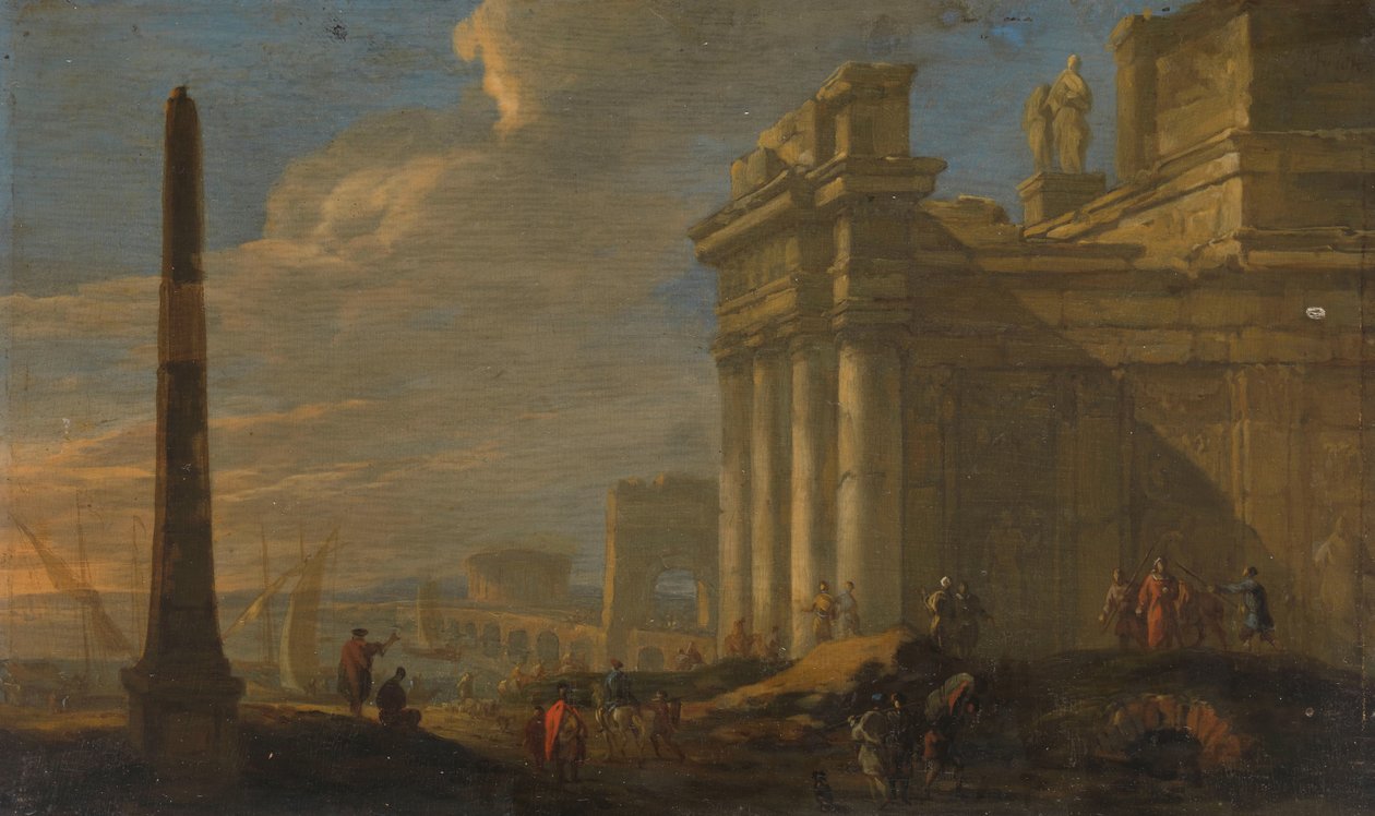 Kilátás az olasz kikötőre alkotó: Jacob van der Ulft (signed by artist)