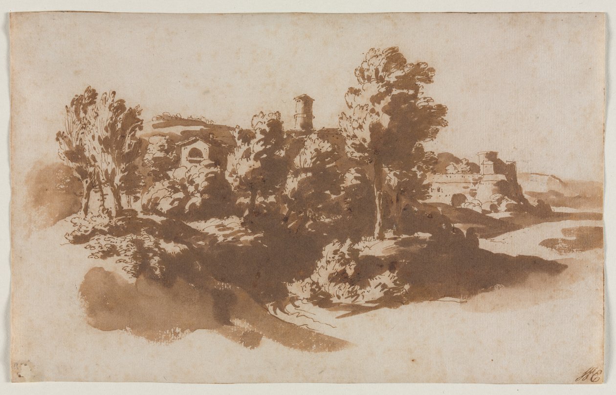 Táj erődítéssel Marino és Frascati között, c. 1650. alkotó: Jacob van der Ulft