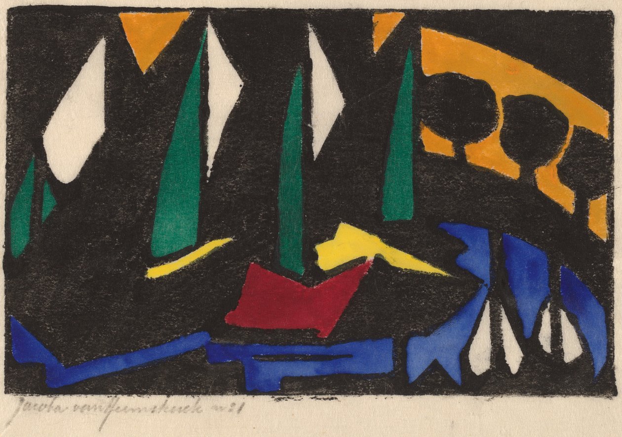 Csónak és fák, 1914. alkotó: Jacoba van Heemskerck van Beest