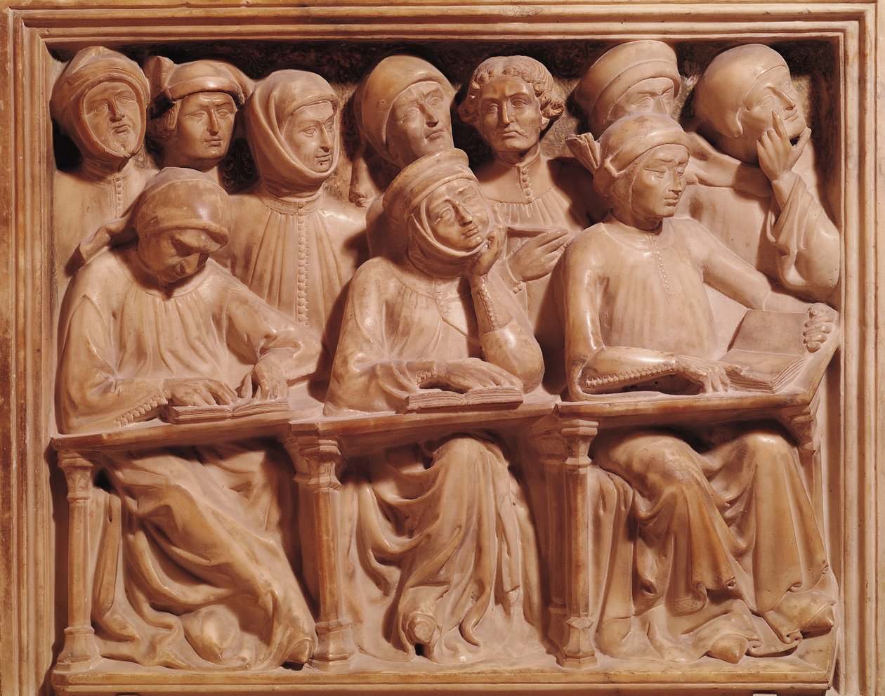 Diákcsoport Bolognából, Giovanni da Legnano sírjából (márvány) alkotó: Jacobello and Pier Paolo dalle Masegne