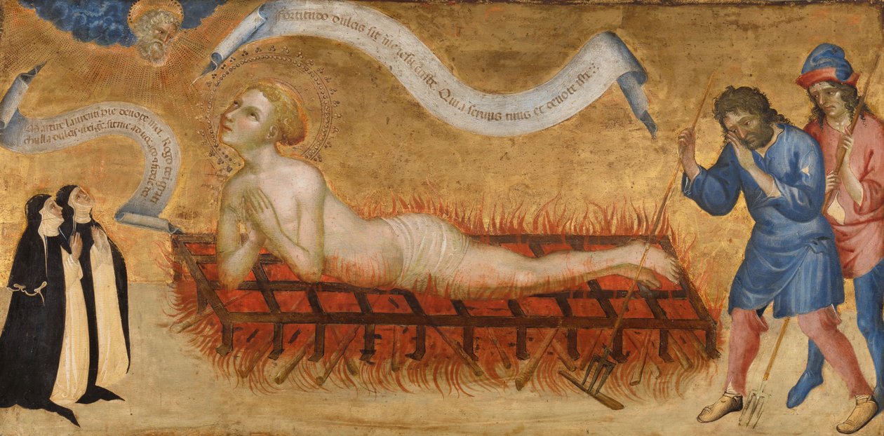 Szent Lőrinc mártíromsága, két bencés apácával alkotó: Jacobello del Fiore