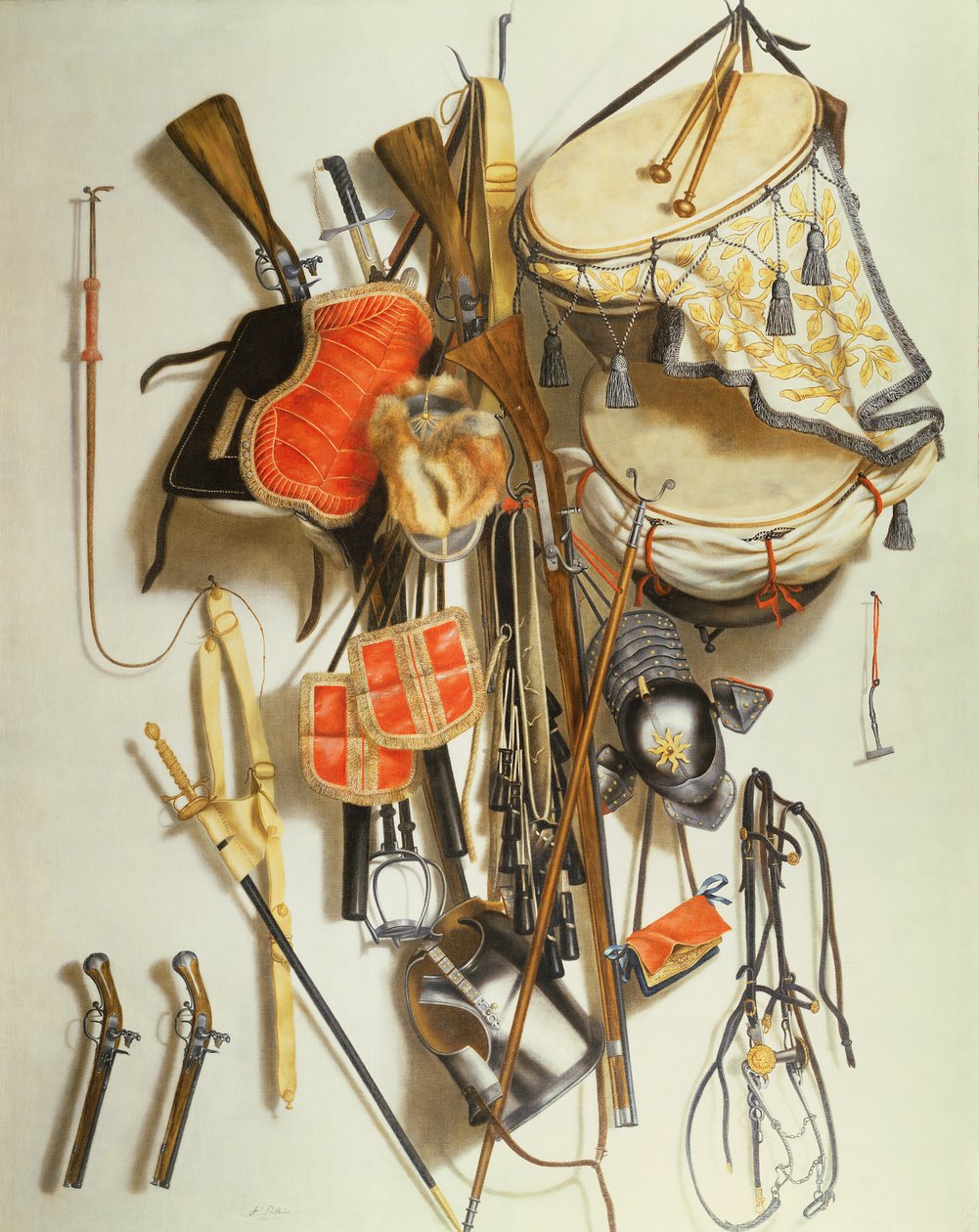 Trompe L`Oeil katonai felszerelés (olaj) alkotó: Jacobus Biltius
