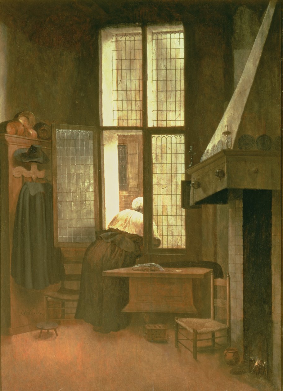 Nő az ablakban, 1654 (panel) alkotó: Jacobus Vrel or Frel