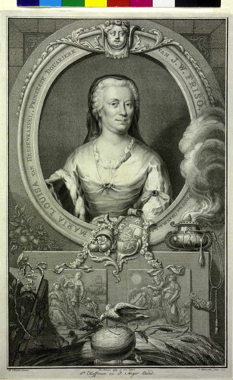 Kasseli Hesseni Landgravine Mary Louisa (nyomtatás) alkotó: Jacobus (after) Houbraken