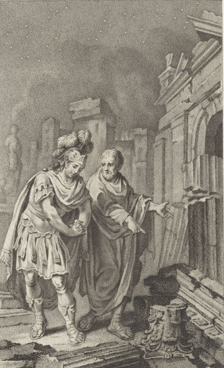 Scipio Aemilianus Karthágó romjai előtt Polybios társaságában, 1797. alkotó: Jacobus Buys