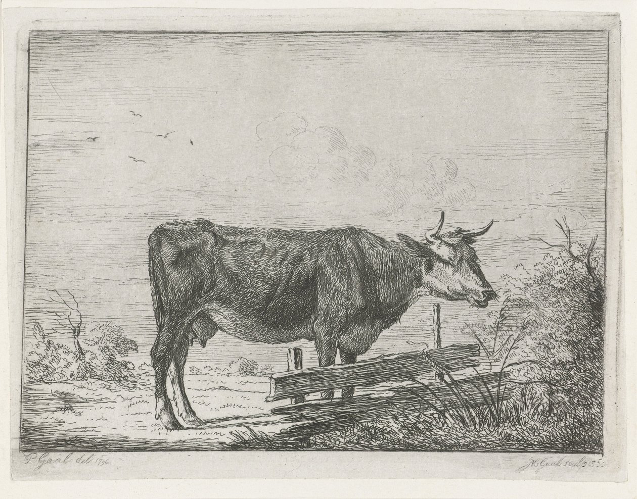 Tehén állt a kerítés mellett alkotó: Jacobus Cornelis Gaal