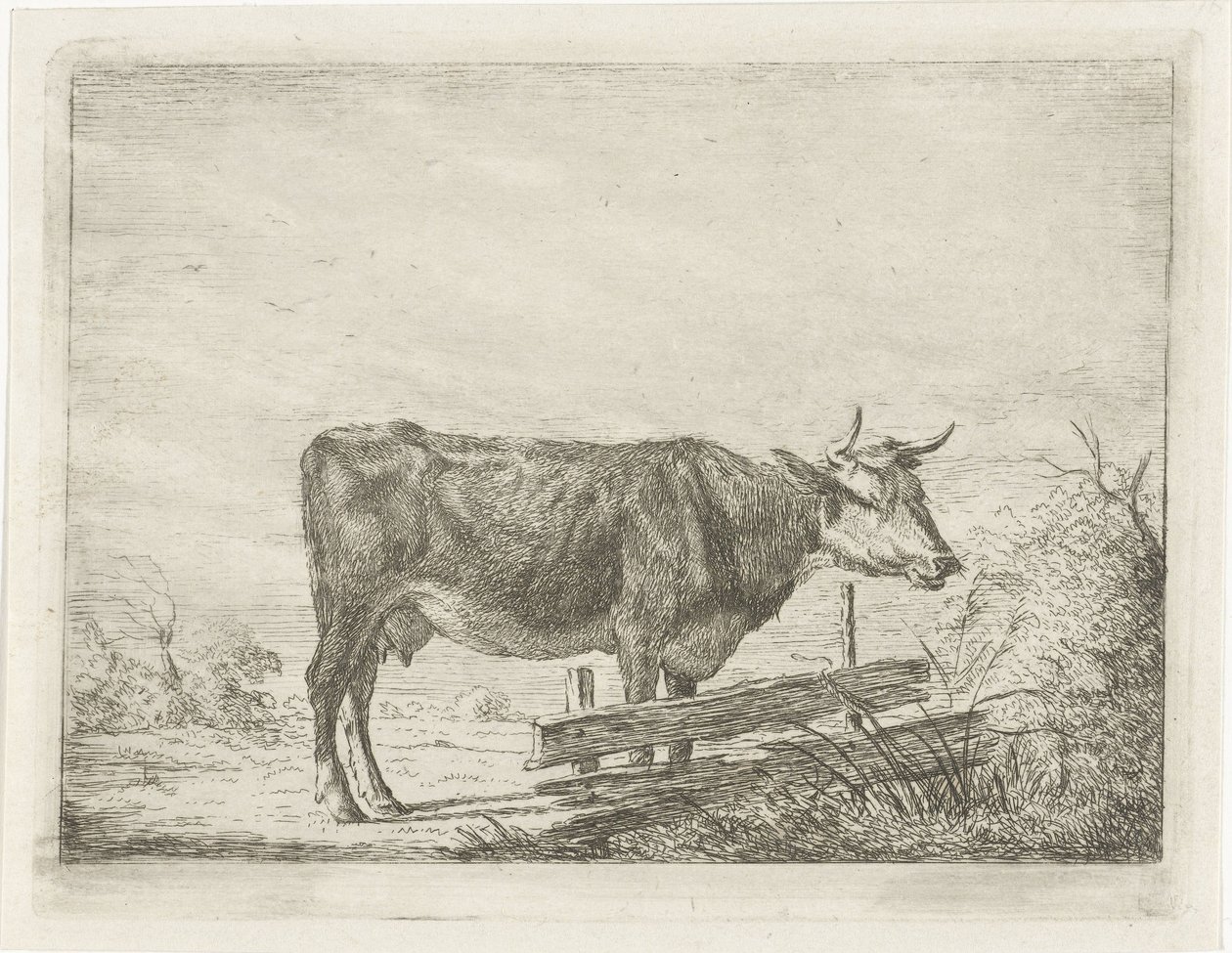Tehén állt a kerítés mellett alkotó: Jacobus Cornelis Gaal