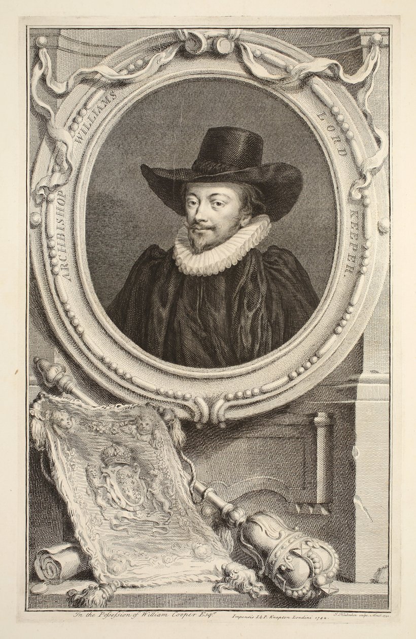 Williams érsek, a pecsét őrzőjének portréja, illusztráció a „Heads of Illustrious Persons of Great Britain”, pub. Írta: Knapton, London, 1742 alkotó: Jacobus Houbraken