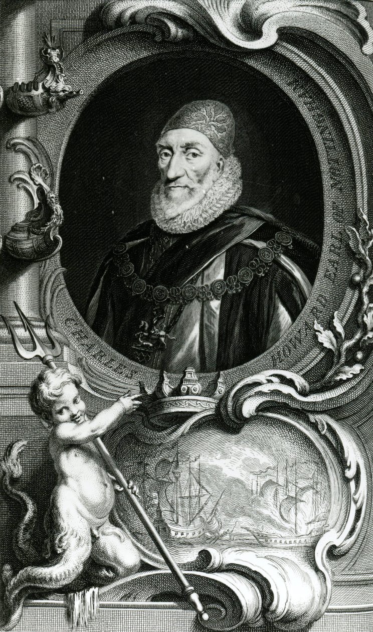 Charles Howard, Nottingham grófjának portréja, illusztráció a "Heads of Illustrious Persons of Great Britain" című kötetből, Knapton kiadó, London 1742. alkotó: Jacobus Houbraken