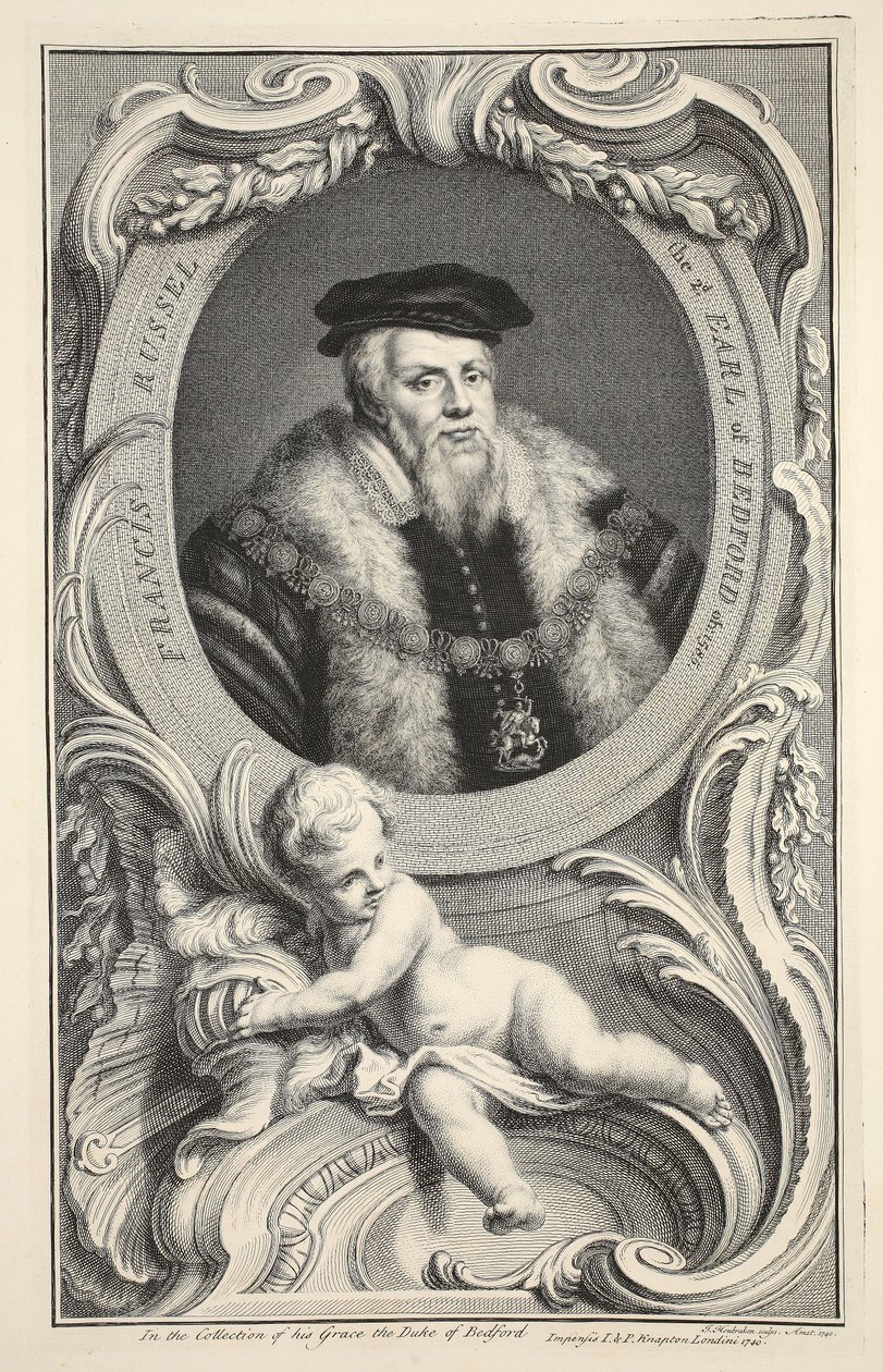 Francis Russell portréja, illusztráció a „Heads of Illustrious Persons of Great Britain”, pub. Írta: Knapton, London, 1742 alkotó: Jacobus Houbraken