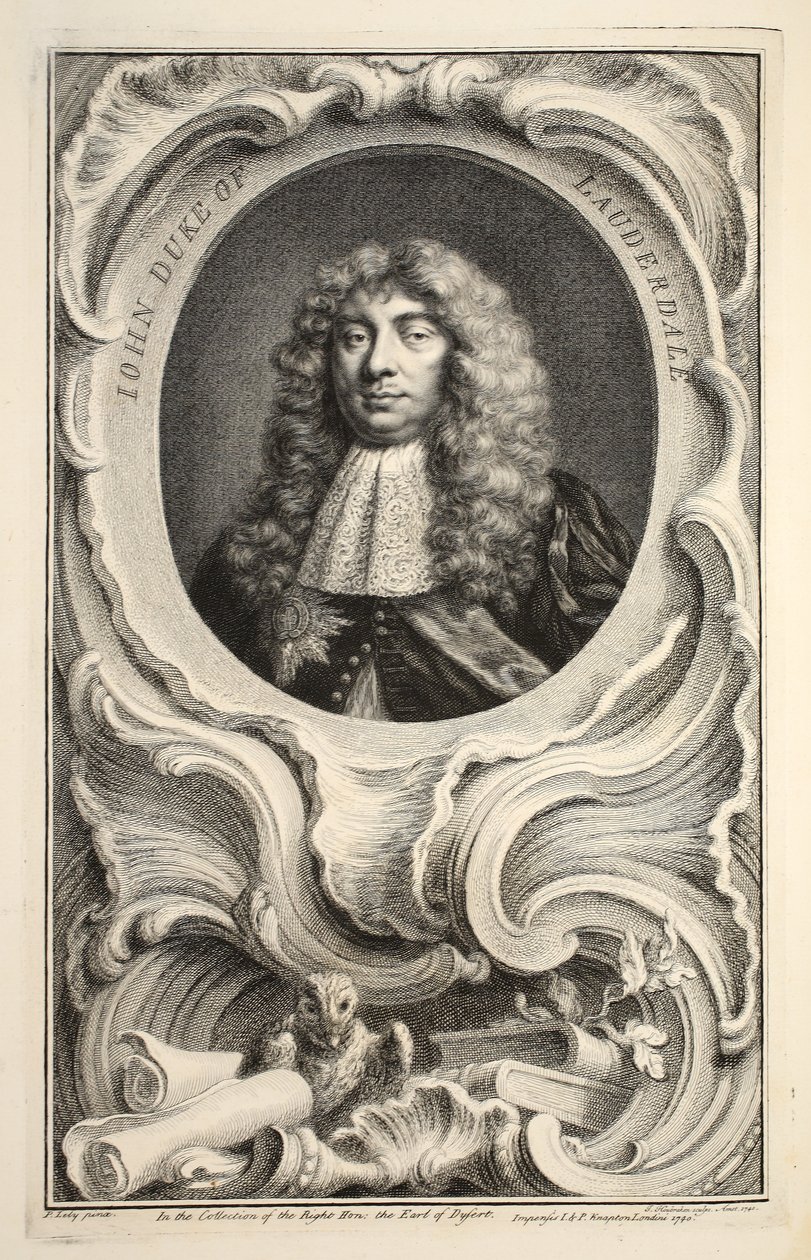 John, Lauderdale hercegének portréja, illusztráció a „Heads of Illustrious Persons of Great Britain”, pub. Írta: Knapton, London, 1742 alkotó: Jacobus Houbraken