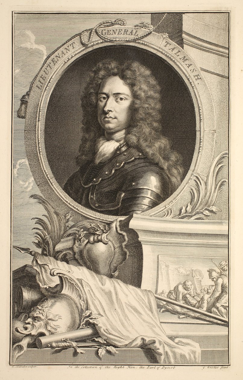 Talmash altábornagy portréja, illusztráció a "Heads of Illustrious Persons of Great Britain" című kötetből, Knapton kiadó, London 1742. alkotó: Jacobus Houbraken