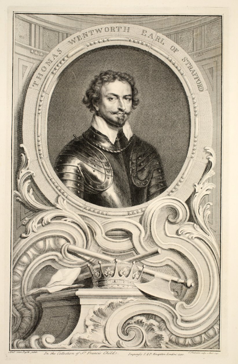 Thomas Wentworth, Stratford grófjának portréja, illusztráció a "Heads of Illustrious Persons of Great Britain" című kötetből, Knapton kiadó, London 1742. alkotó: Jacobus Houbraken