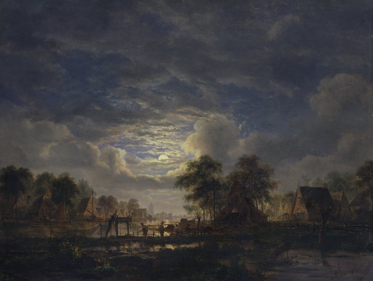 Falu a csatorna mellett, 1840 alkotó: Jacobus Theodorus Abels