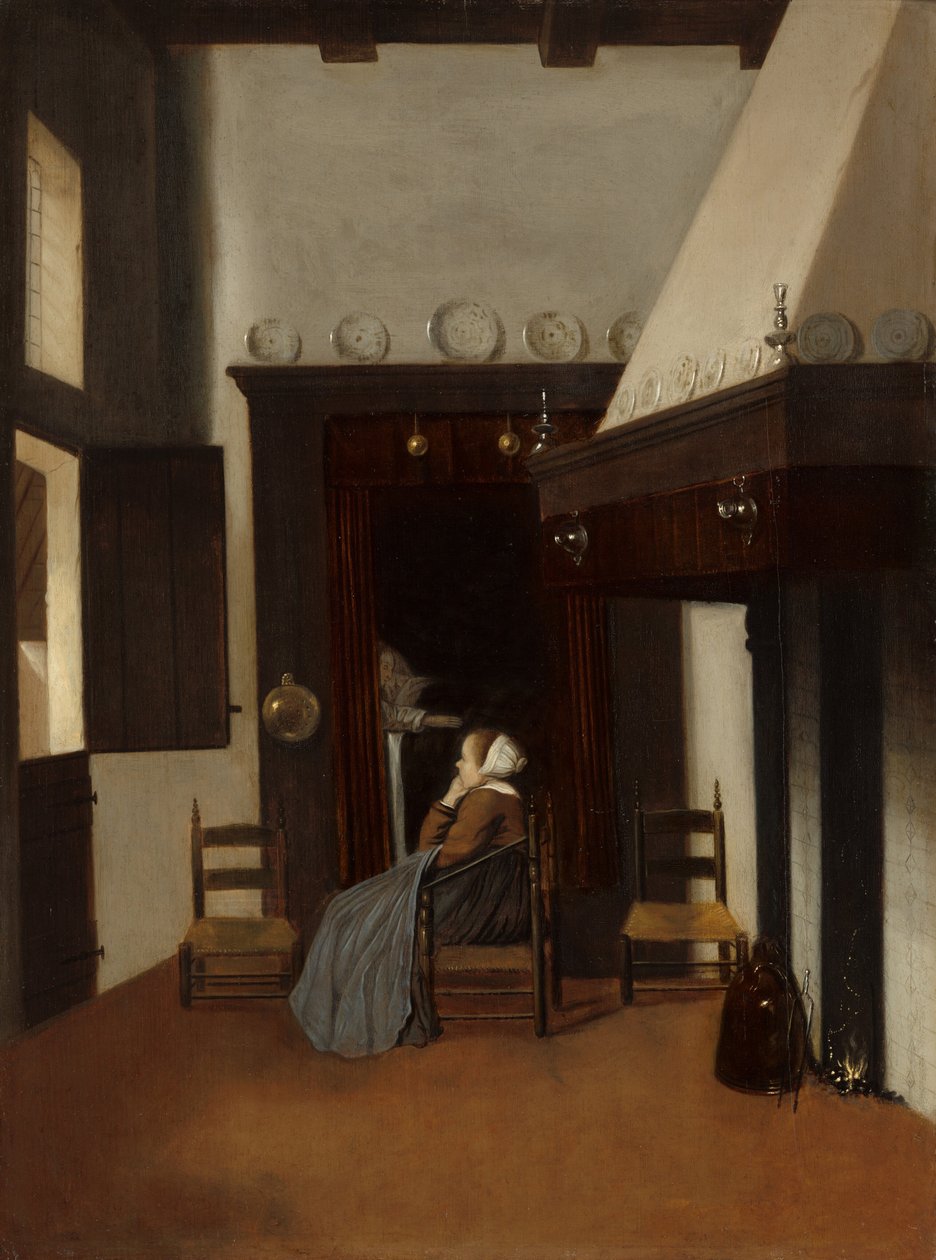 Fiatal nő egy belső térben, c. 1660. alkotó: Jacobus Vrel