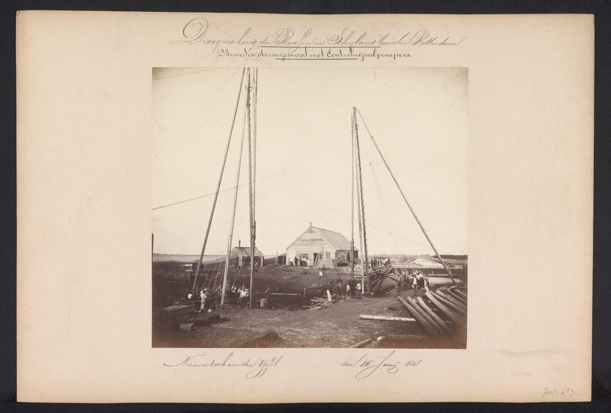 Alsó gőzszivattyúállomás centrifugálszivattyúkkal / Nieuwerkerk aan den IJssel den, 1868. június 15. (cím a tárgyon) A tavak helyreállítása Schielandban Rotterdamtól keletre (a sorozat címe a tárgyon) alkotó: Jacobus van Gorkom jr.