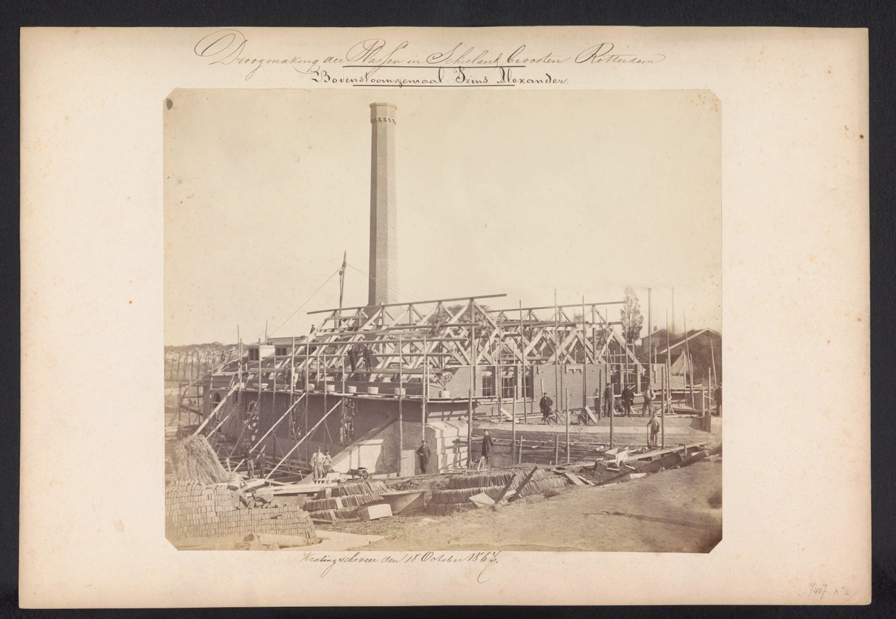 Bovenstoom szivattyútelep Prins Alexander / Kralingscheveer den 1867. október 18. (cím az objektumon) A tavak helyreállítása Schielandban Rotterdamtól keletre (a sorozat címe a tárgyon) alkotó: Jacobus van Gorkom jr.
