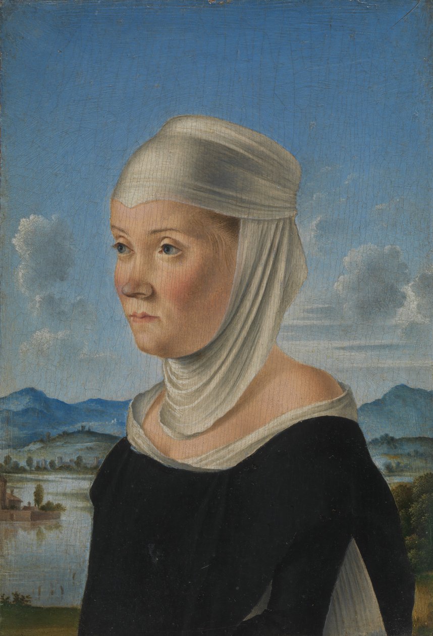Egy nő, esetleg egy San Secondo-i apáca portréja, Grisaille-i jelenet, kb. 1485-95. alkotó: Jacometto Veneziano