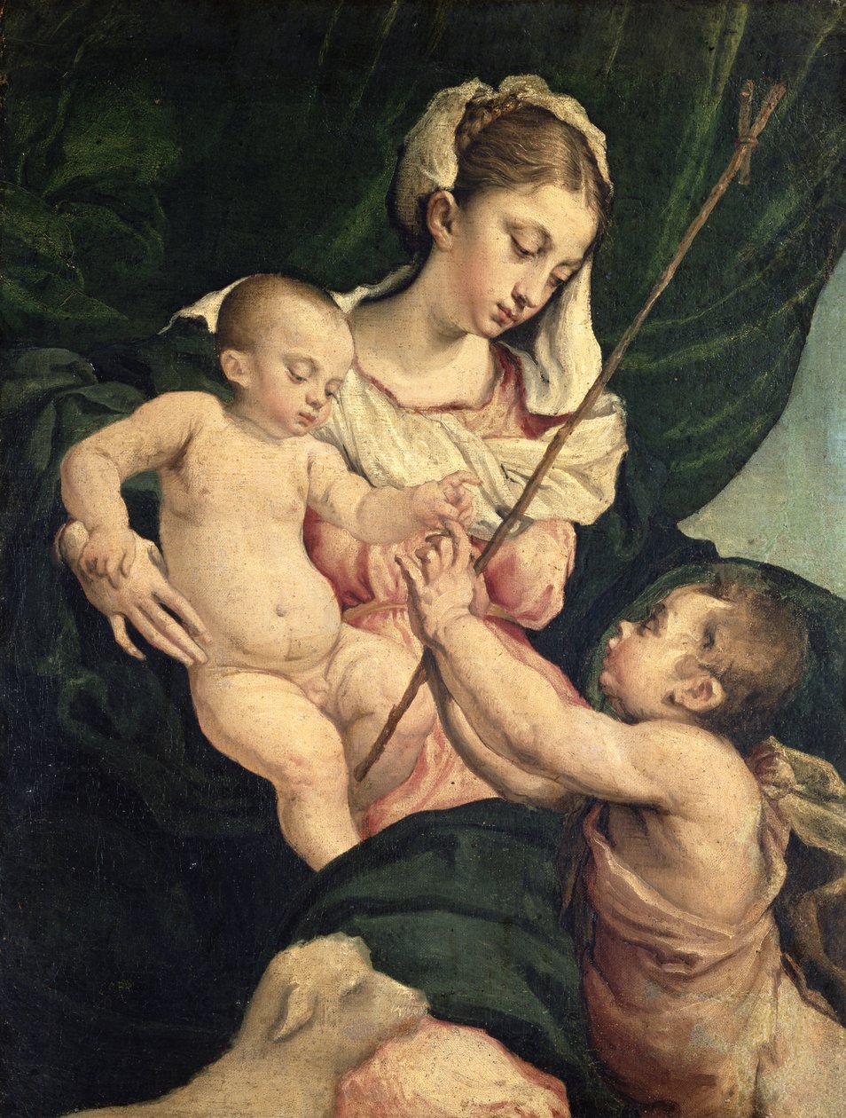 Madonna és gyermeke Szent Jánossal, 1570 körül alkotó: Jacopo Bassano