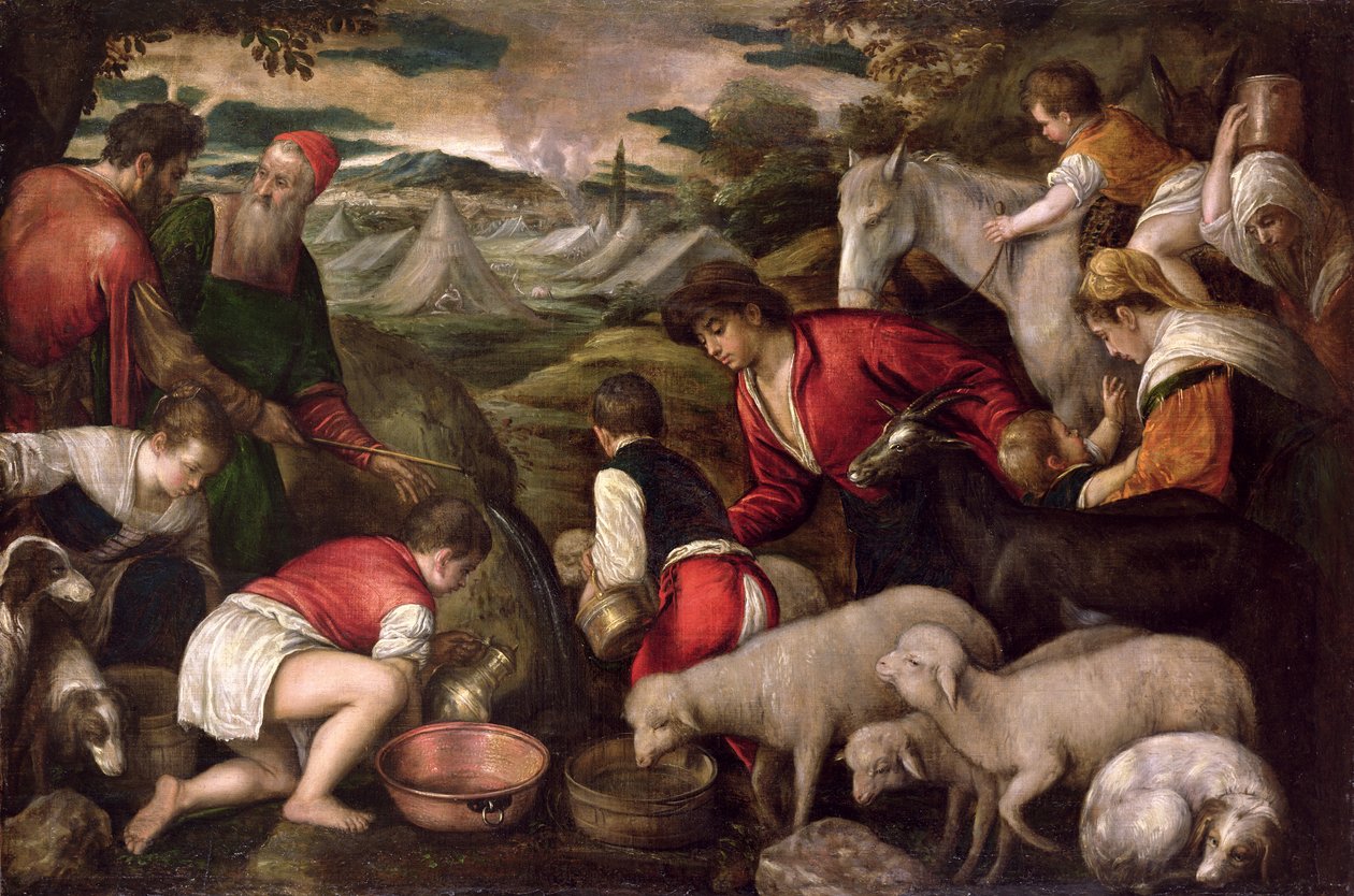 Mózes vizet ver a sziklából alkotó: Jacopo Bassano