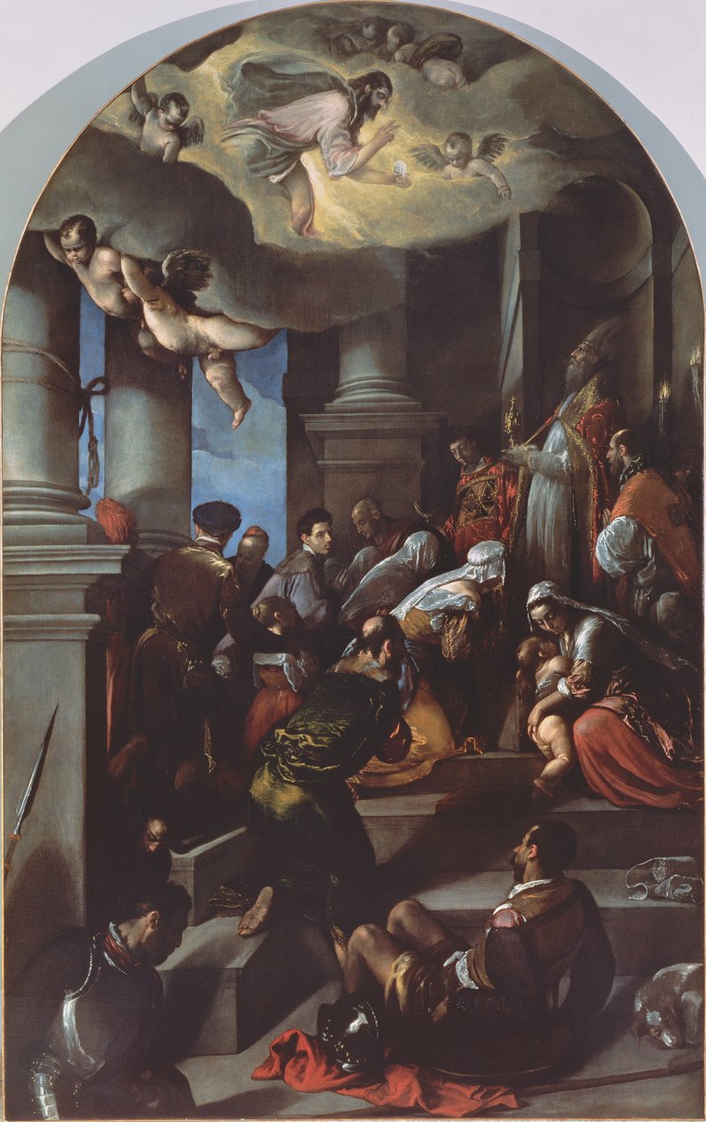 Szent Eleutherius megáldja a jámbort (oltárkép) alkotó: Jacopo Bassano