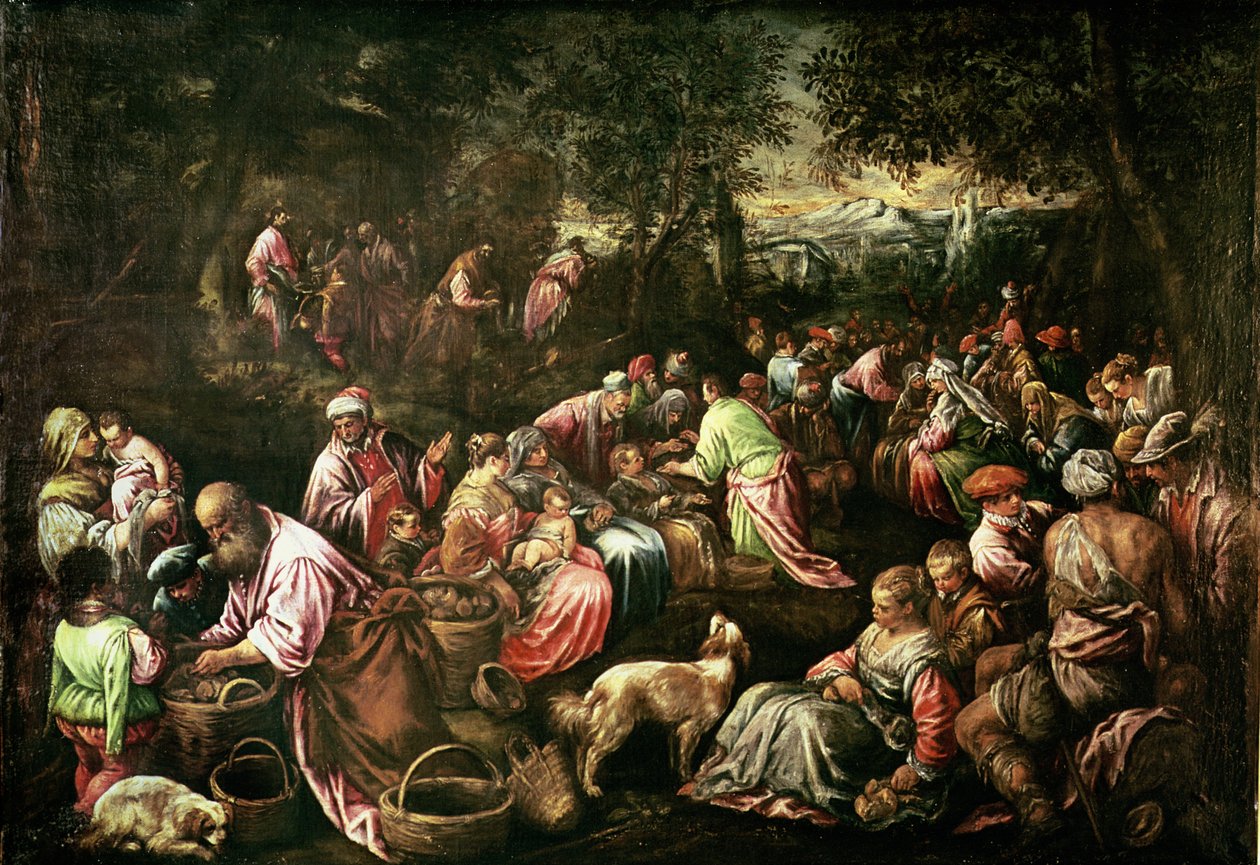 Az ötezer ember megetetése alkotó: Jacopo Bassano