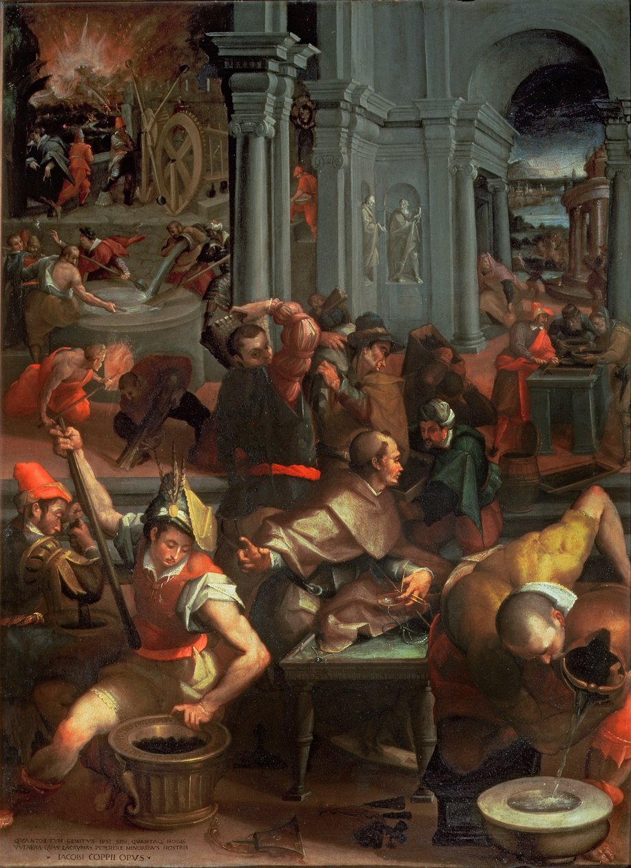 A puskapor feltalálása 1313-ban, 1572-ben (pala) alkotó: Jacopo Coppi