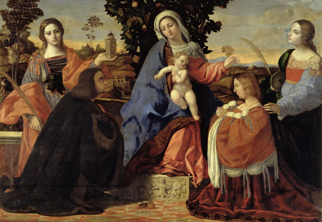 Szent beszélgetés Szent Barbarával és Jusztinával alkotó: Jacopo Palma