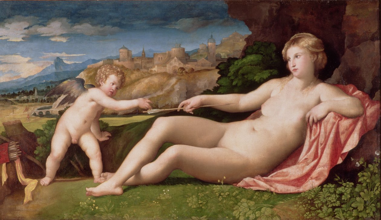 Vénusz és Ámor, 1523-24 körül alkotó: Jacopo Palma