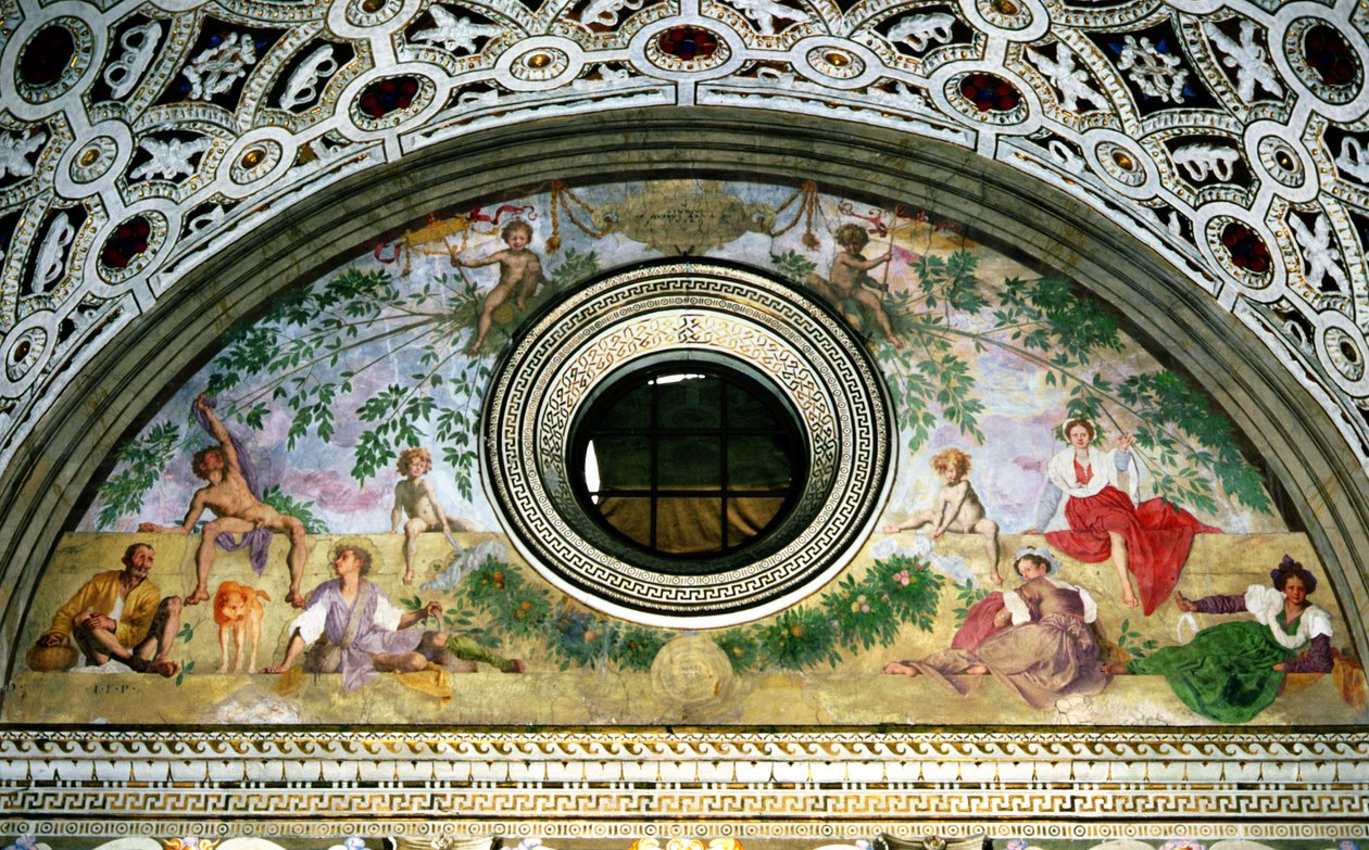 Lunette a villa belsejéből, Vertumnus és Pomona ábrázolásával alkotó: Jacopo Pontormo