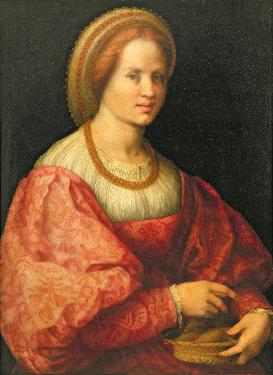 Egy nő portréja orsókosárral, 1514-17 körül alkotó: Jacopo Pontormo