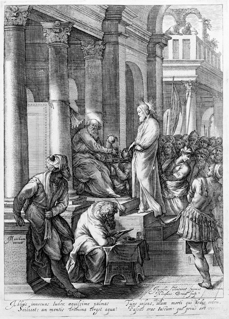 Krisztus Pilátus előtt, vésette Nicolaes Braeu alkotó: Jacopo Robusti Tintoretto