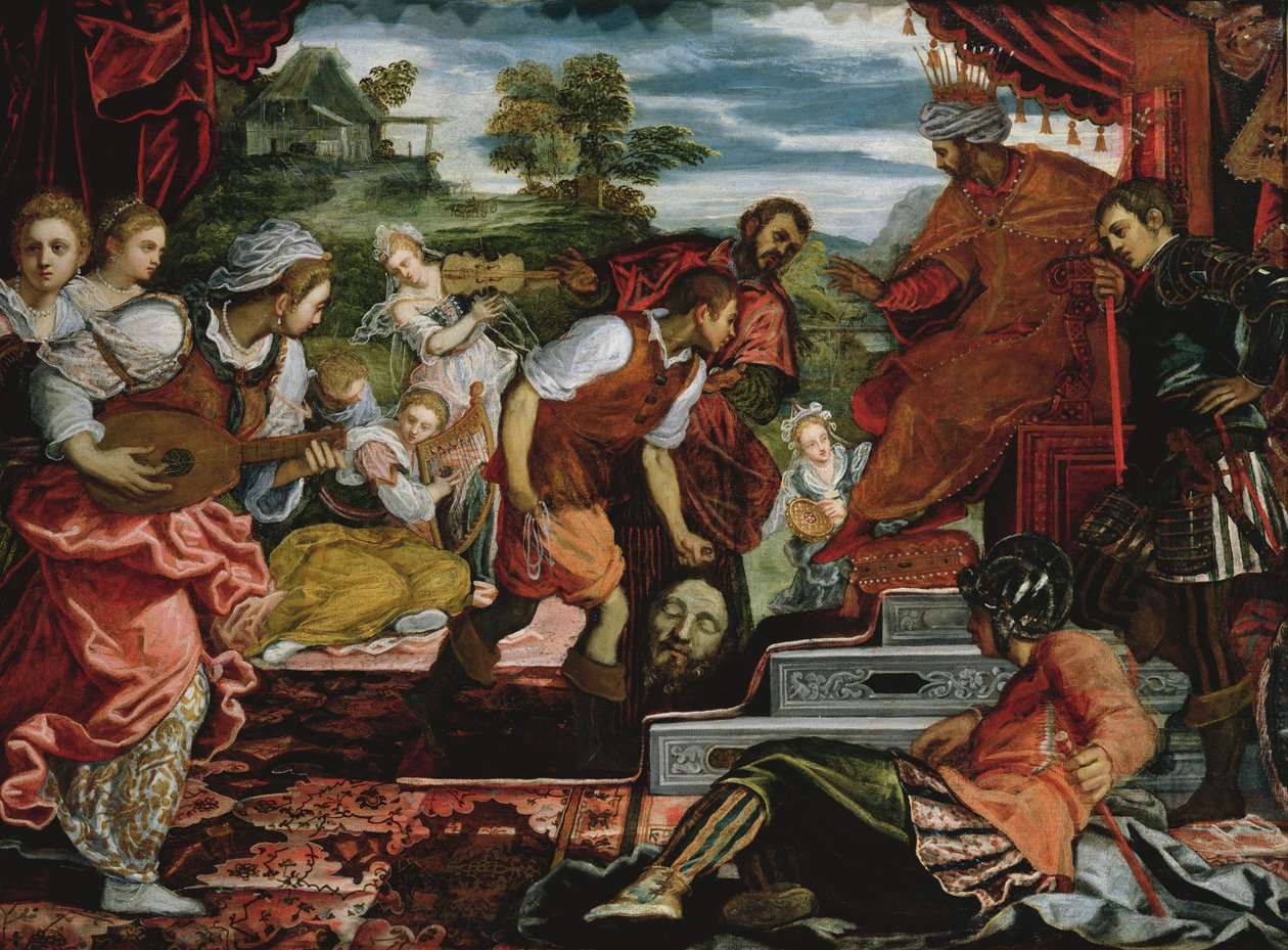 Dávid és Góliát olaj, vászon alkotó: Jacopo Robusti Tintoretto