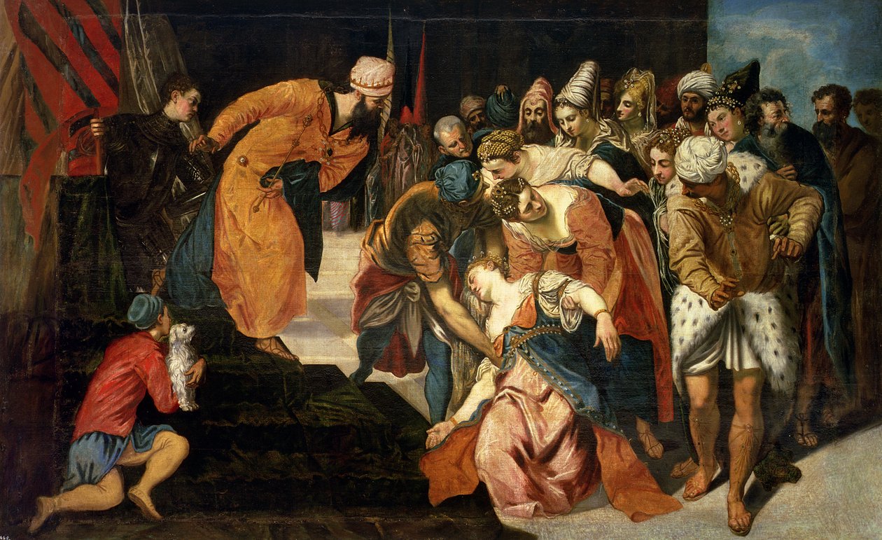 Eszter Ahasvérus előtt, 1548 alkotó: Jacopo Robusti Tintoretto