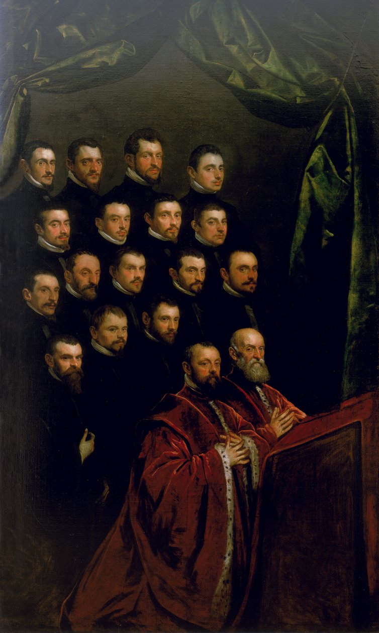 Egy testvéri közösség tagjai alkotó: Jacopo Robusti Tintoretto
