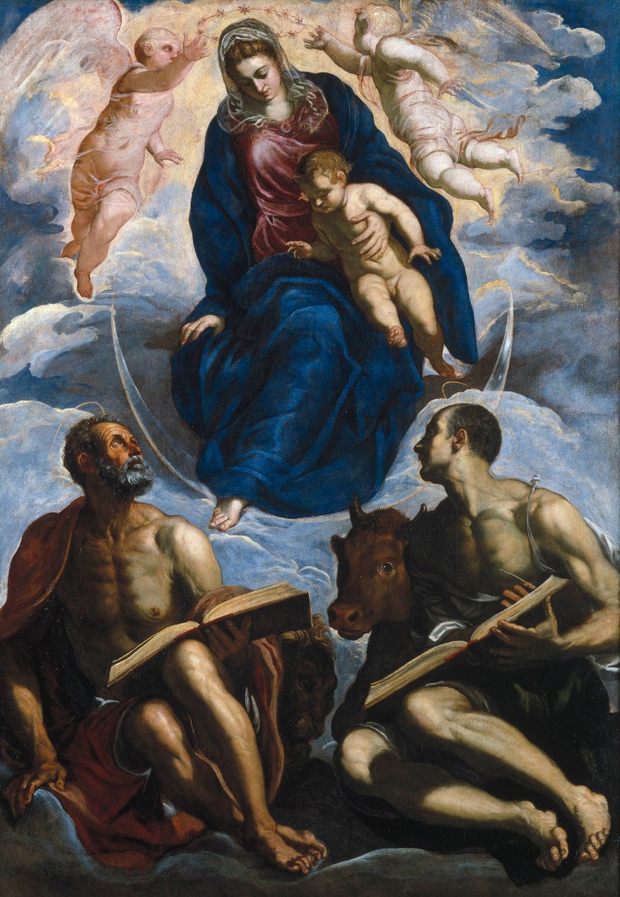 Mária a gyermekkel, Szent Márk és Szent Lukács tiszteletére alkotó: Jacopo Robusti Tintoretto