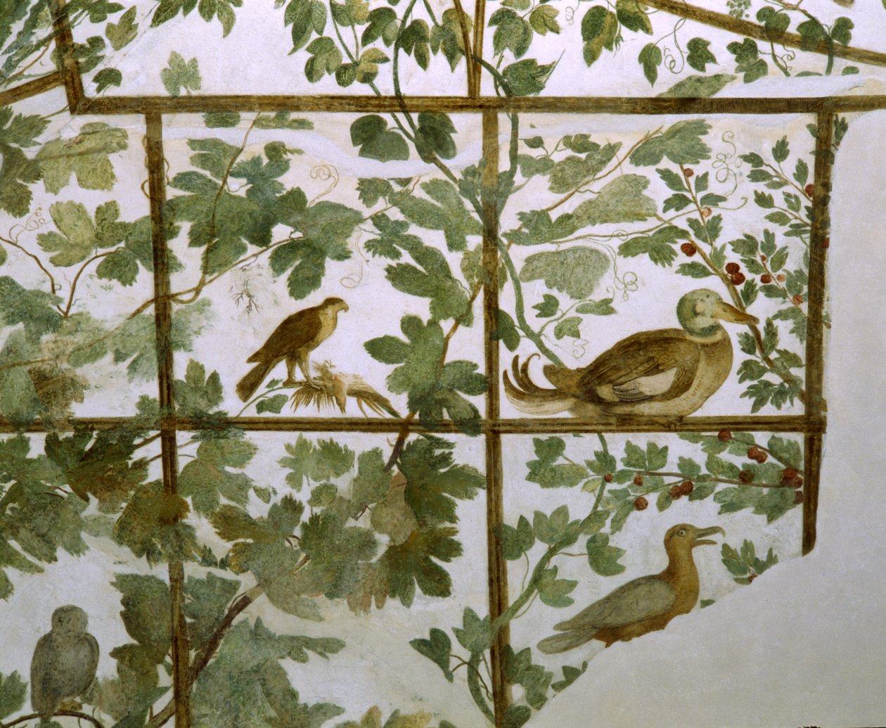 Madárház freskója a Villa Mediciben, 1576-77 körül alkotó: Jacopo Zucchi