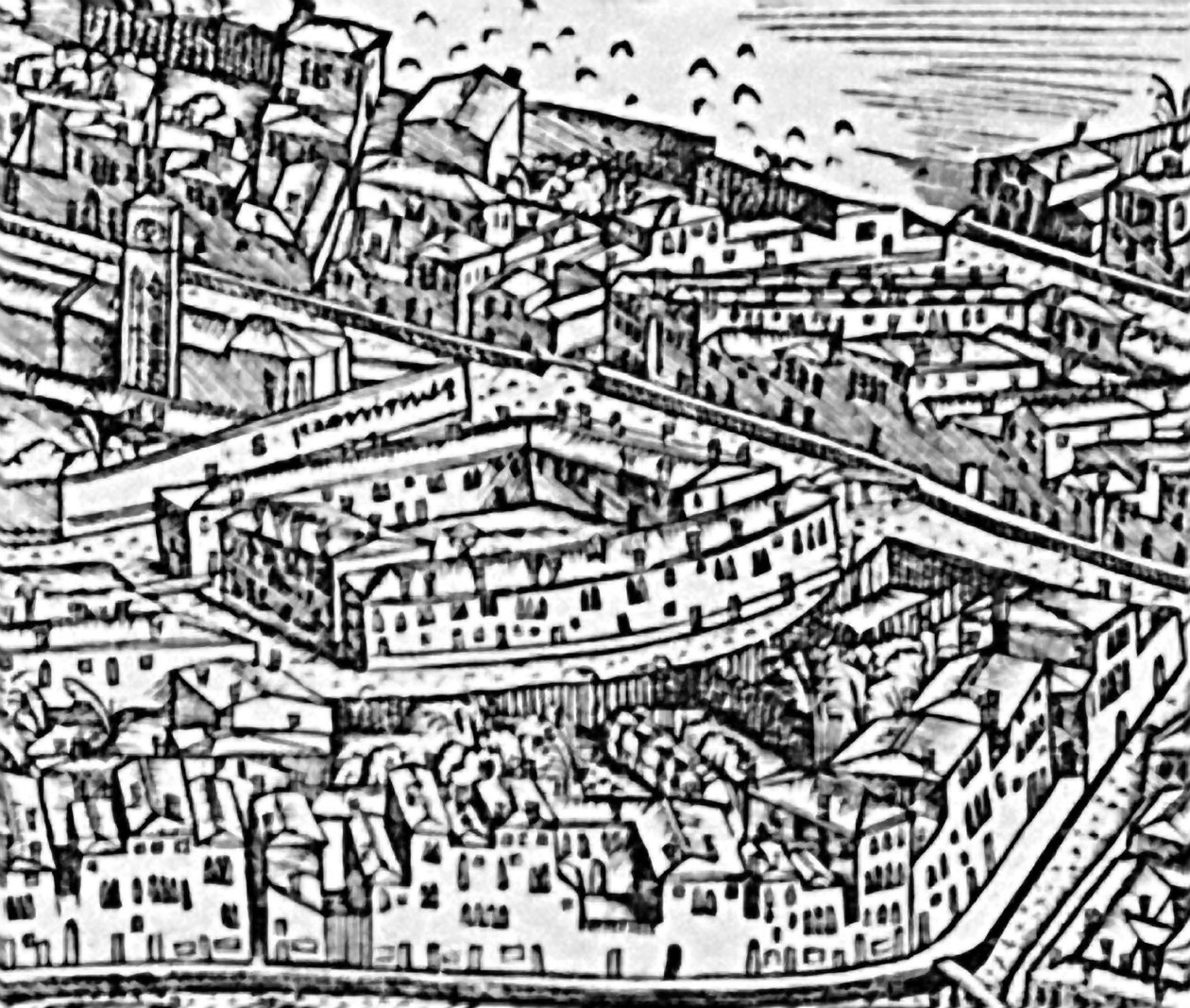 Nagy perspektíva - Velence, a gettó részlete, 1500 körüli metszet részlete 416593 alkotó: Jacopo de Barbari