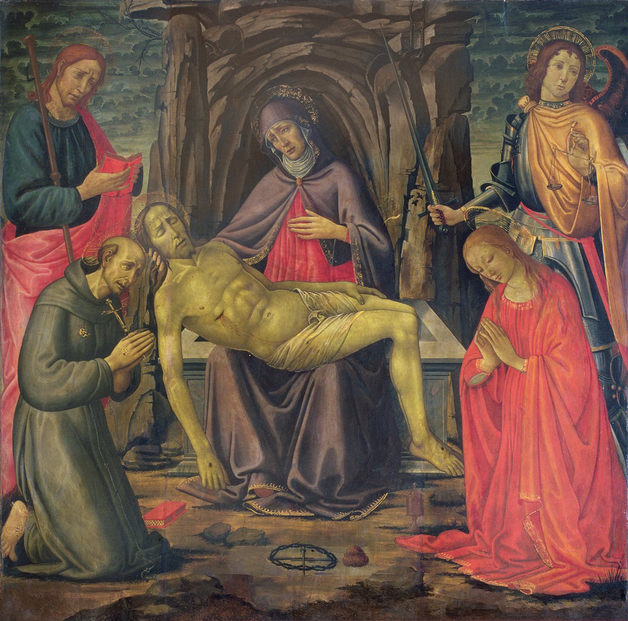 Pieta és Szentek alkotó: Jacopo del Sellaio