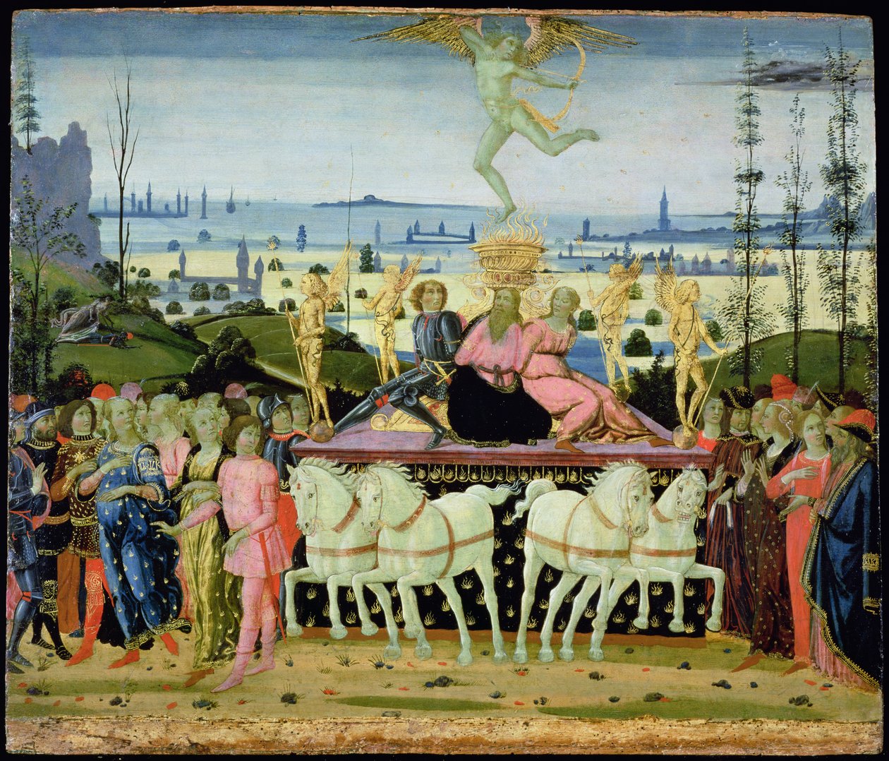 A szerelem diadala, Petrarch (1304-74) „Triumphs” című könyve ihlette (a részletekért lásd: 194157) alkotó: Jacopo del Sellaio