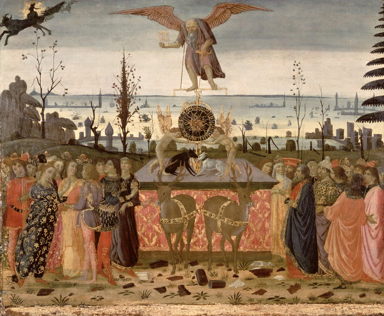 Az idő diadala, Petrarch (1304-74) „Triumphs”-ja ihlette alkotó: Jacopo del Sellaio