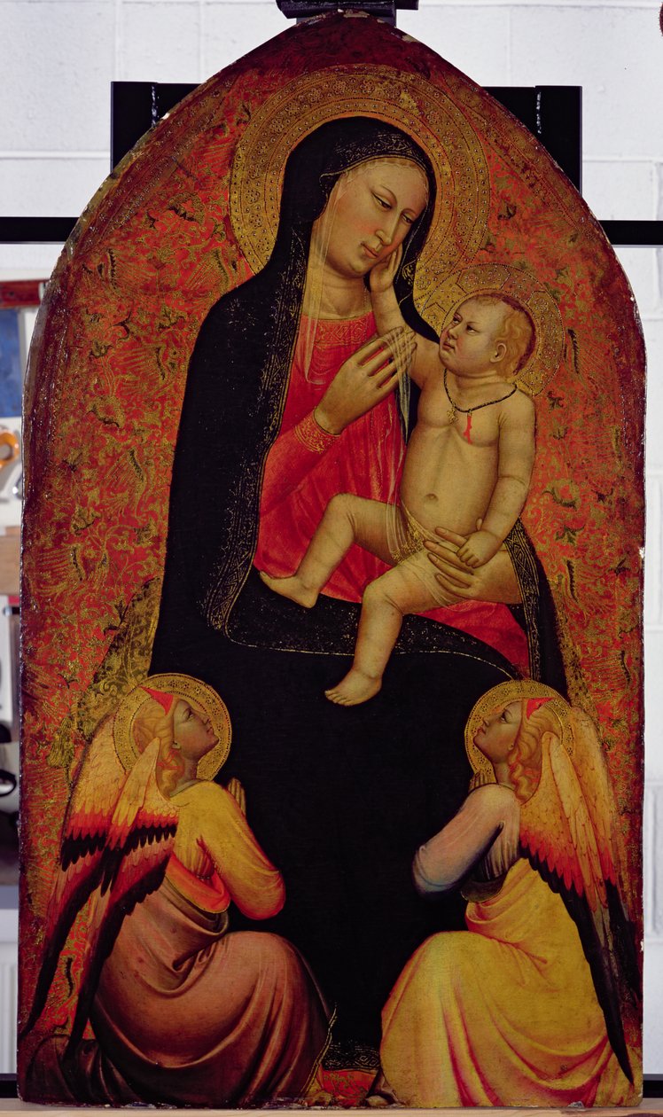 Szűz és gyermek két angyallal (tempera a panelen) alkotó: Jacopo di Cione
