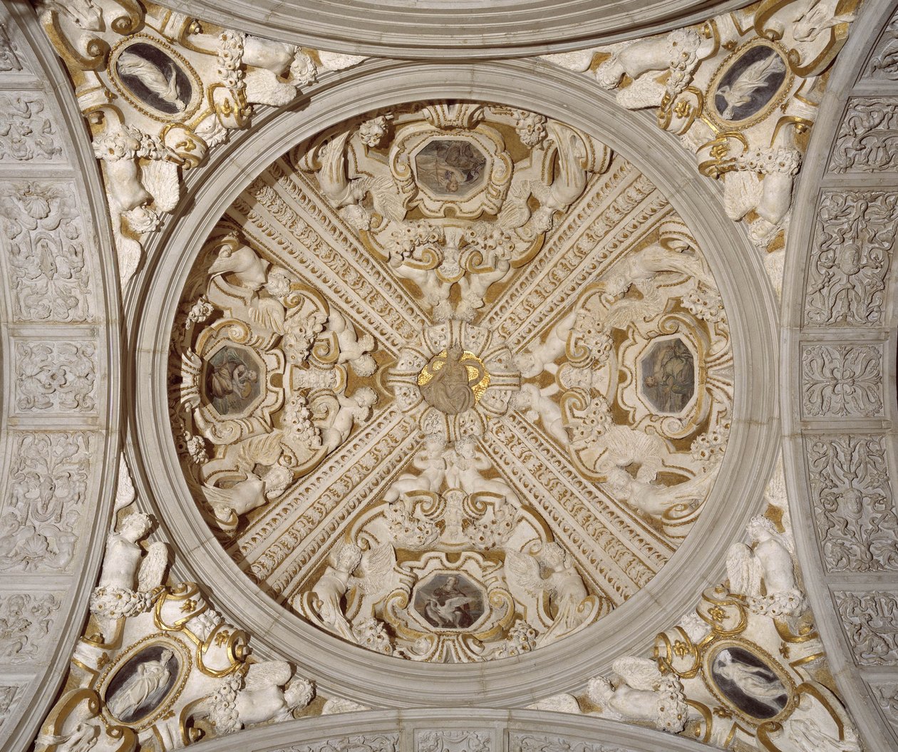 Részlet a mennyezetről a velencei Sansovino Galériában, 1537 körül (kő) alkotó: Jacopo (1486 1570) Sansovino