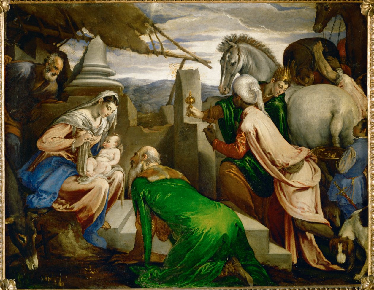 A bölcsek imádása ... (olaj, vászon) alkotó: Jacopo (1510 92) Bassano