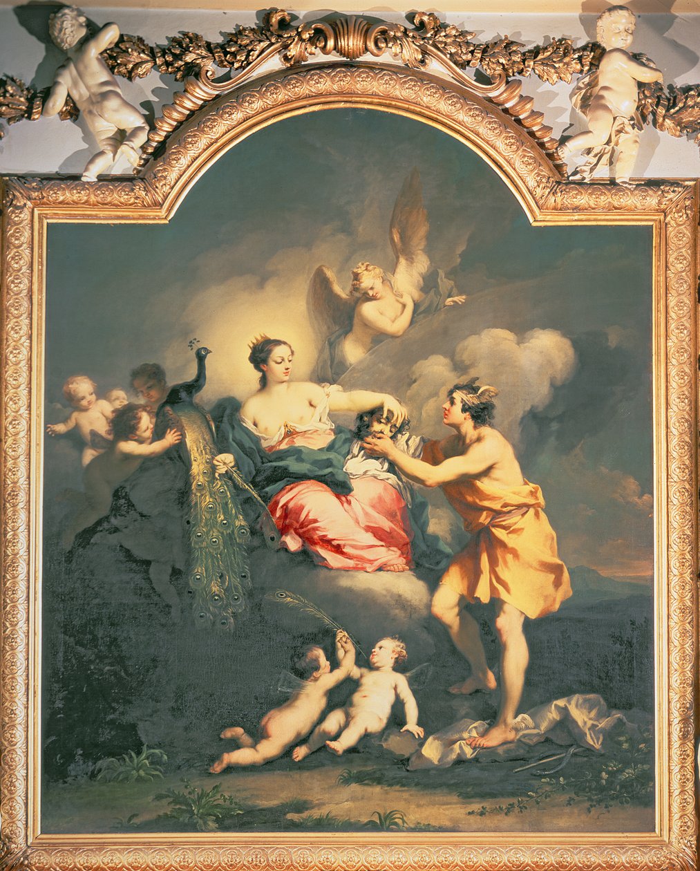 Juno megkapja az Argus (olaj) fejét alkotó: Jacopo Amigoni