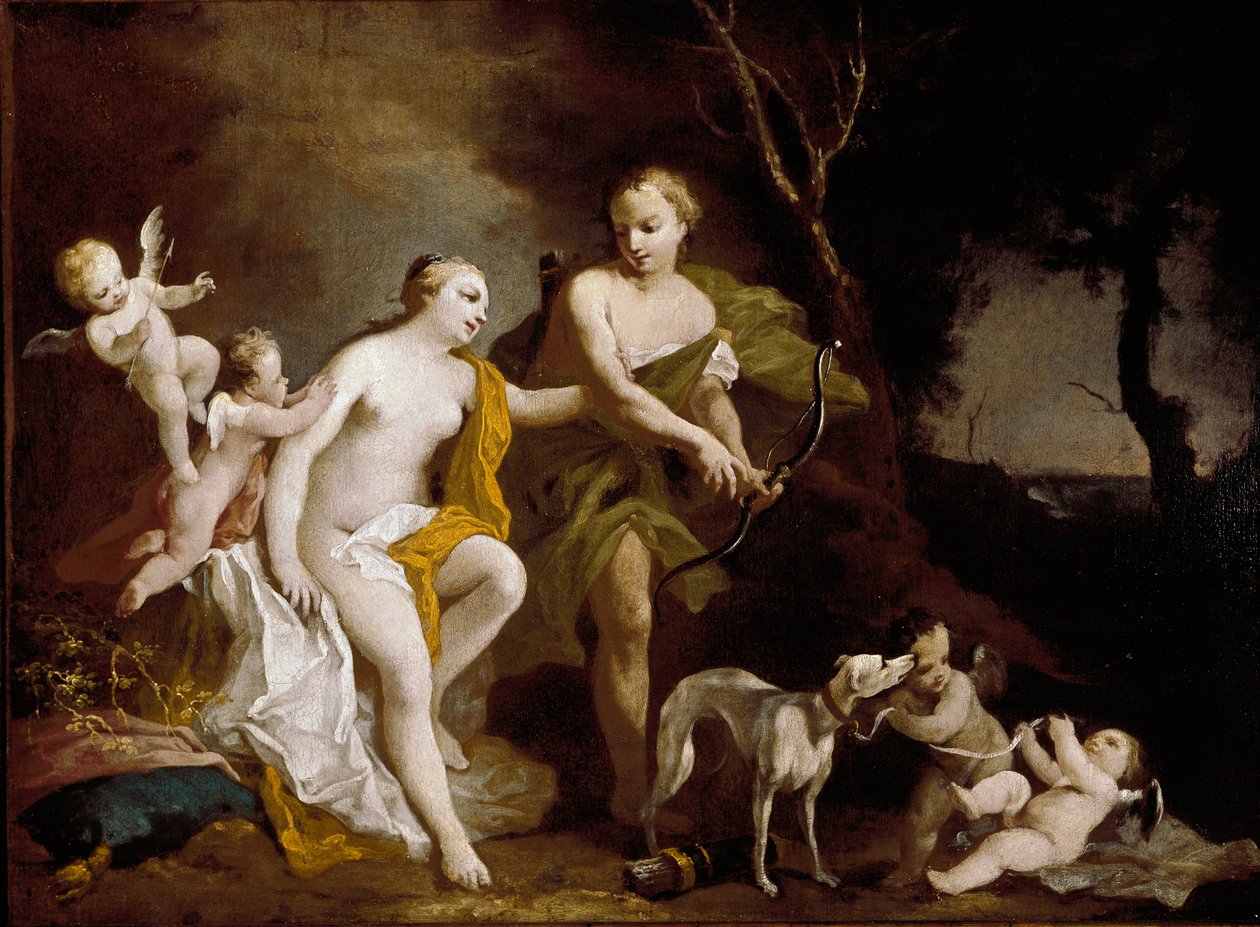 Vénusz és Adonisz (olaj, vászon alkotó: Jacopo Amigoni