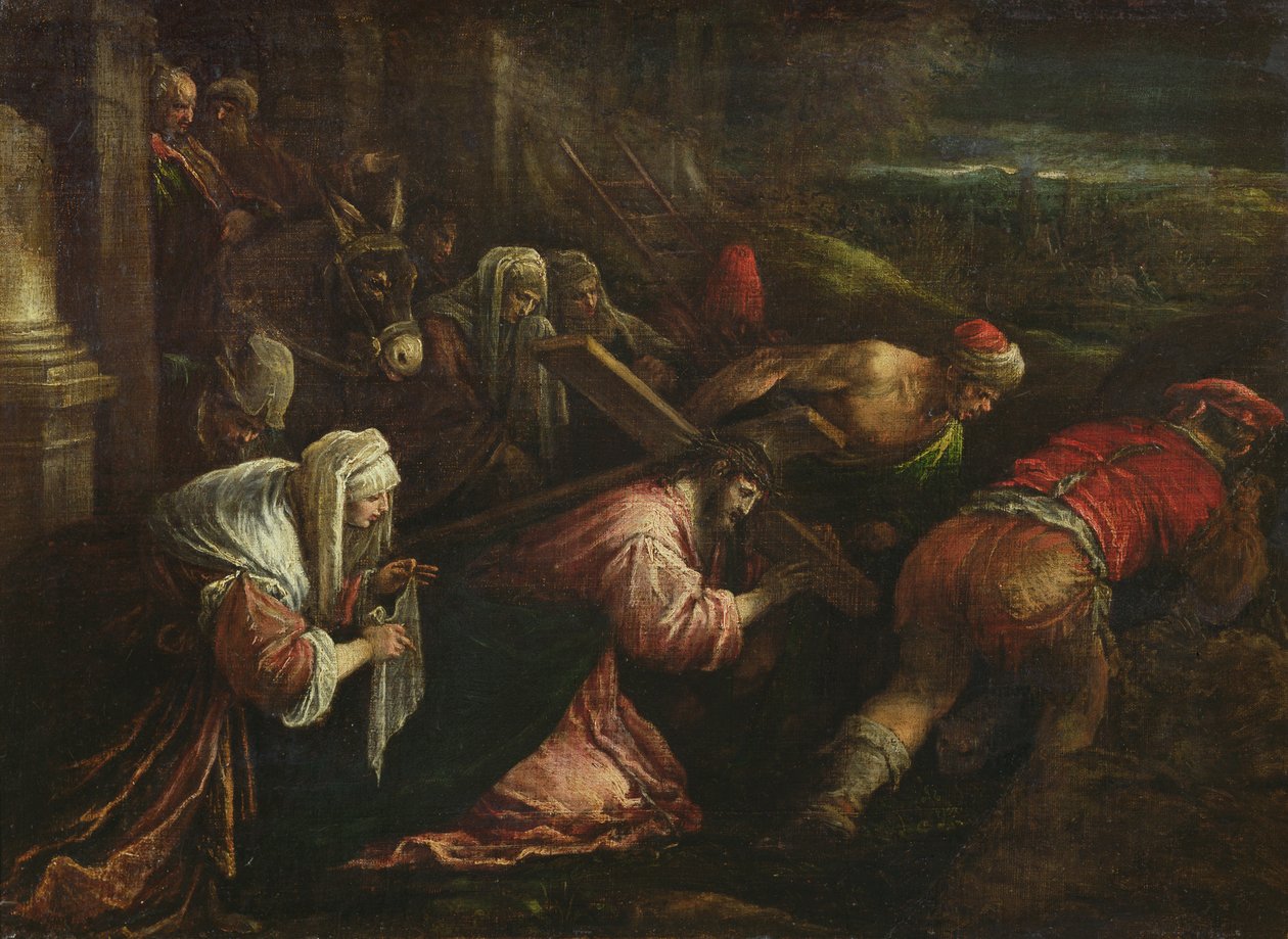 A keresztet hordozó Krisztus, 1570-80 körül alkotó: Jacopo Bassano