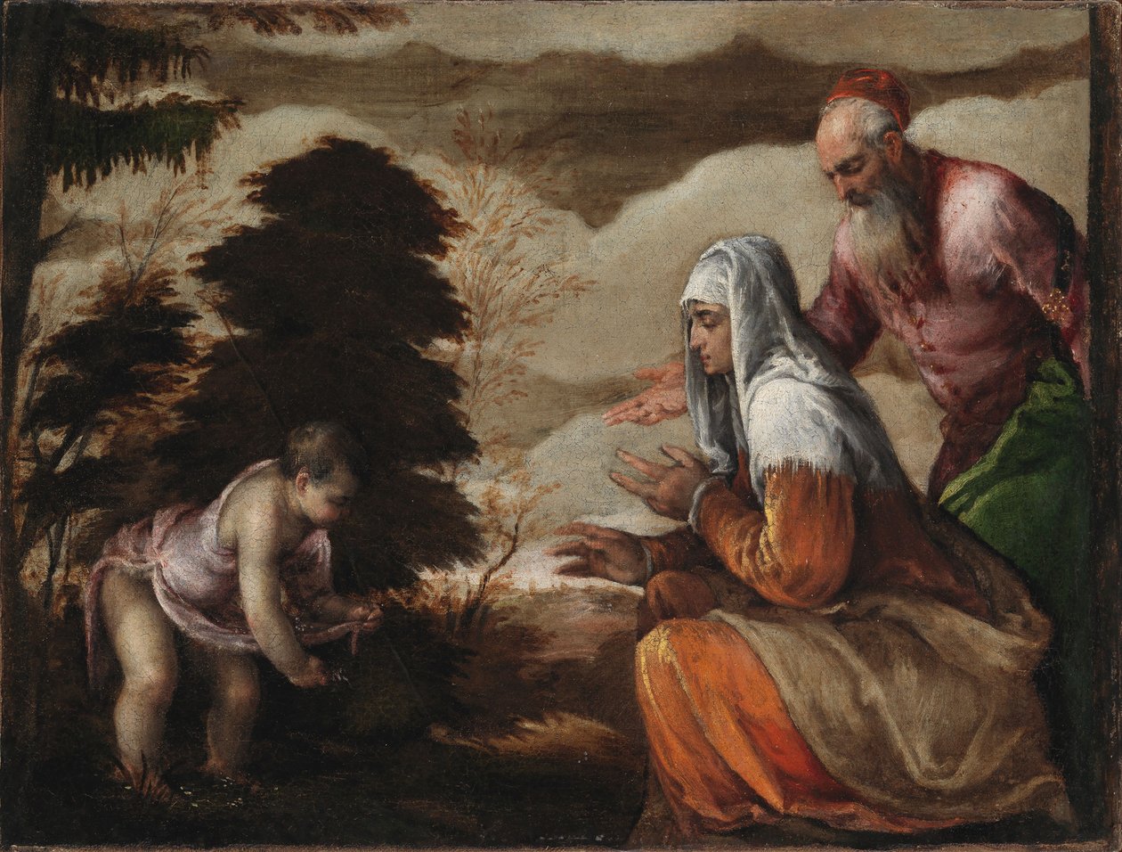 Keresztelő János virágokat szed szüleinek alkotó: Jacopo Bassano