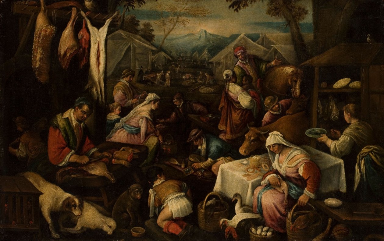 Piaci jelenet alkotó: Jacopo Bassano