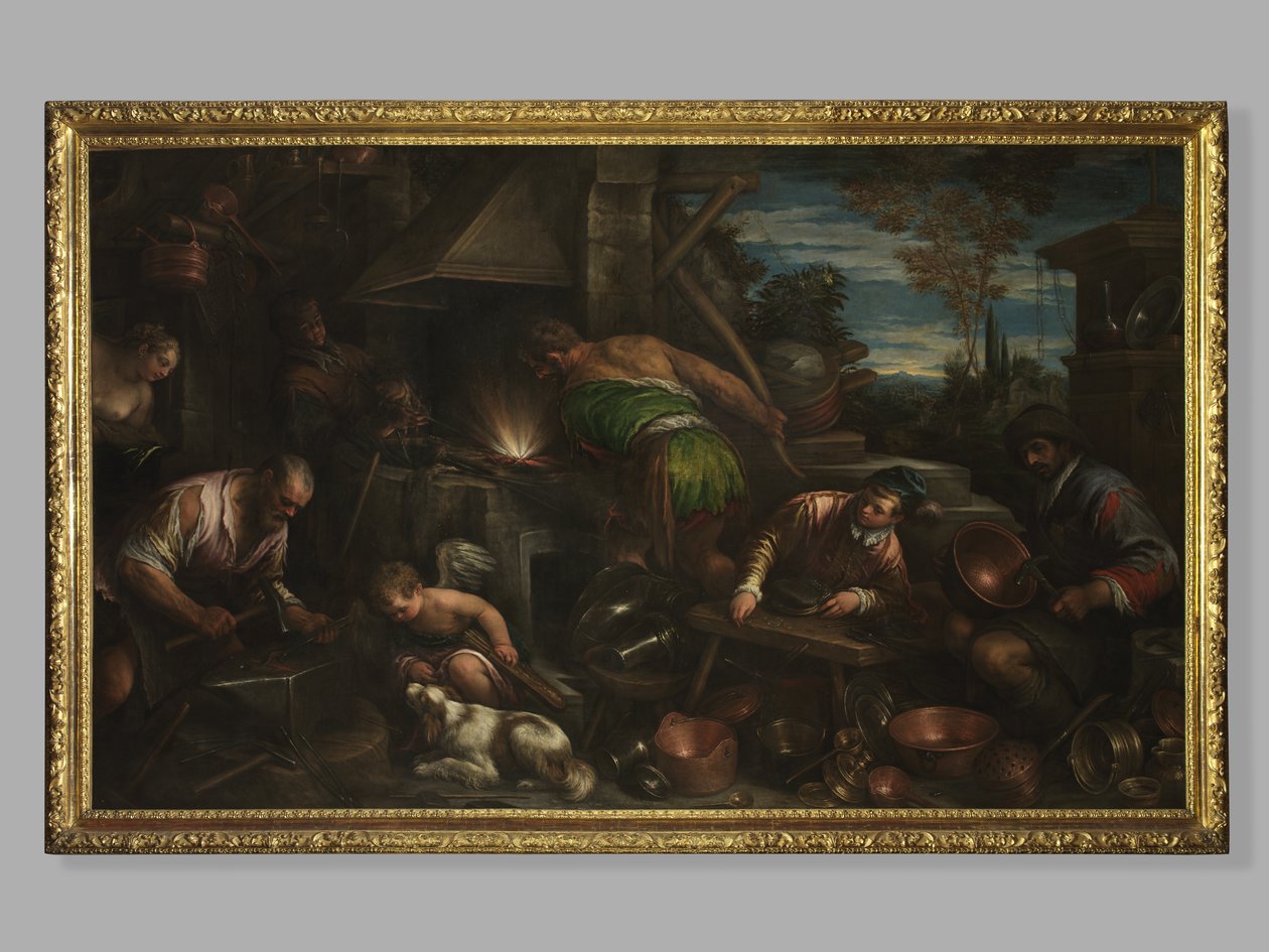 A vulkáni kovácsműhely, 1580-84 körül alkotó: Jacopo Bassano